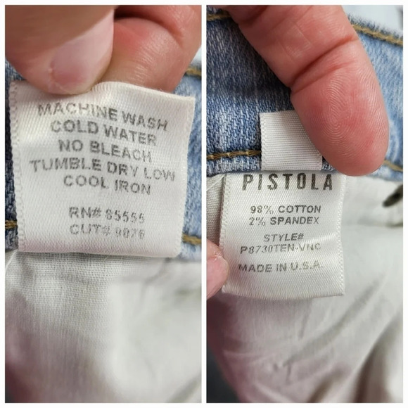 Pistola Audrew Mid Rise Skinny Light Wash Step Hem Distressed Jeans Sz 29 - Picture 14 of 15